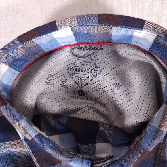 Flag & Anthem Madeflex Button Shirt Large Long Sleeve Roll Tab UPF Wicking - Picture 13 of 16